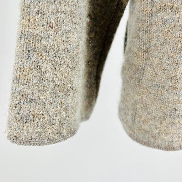 Vintage 80s Ciao Sport 100% Shetland Wool Oatmeal Cardigan Blazer Coatigan - Picture 5 of 8